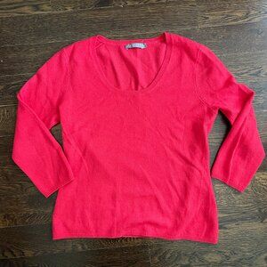 Peachy Pinky Orange Woman's 100% Cashmere Sweater-Size Medium